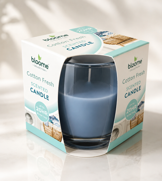 Bloome Fragranced Glass Candle - Cotton Fresh